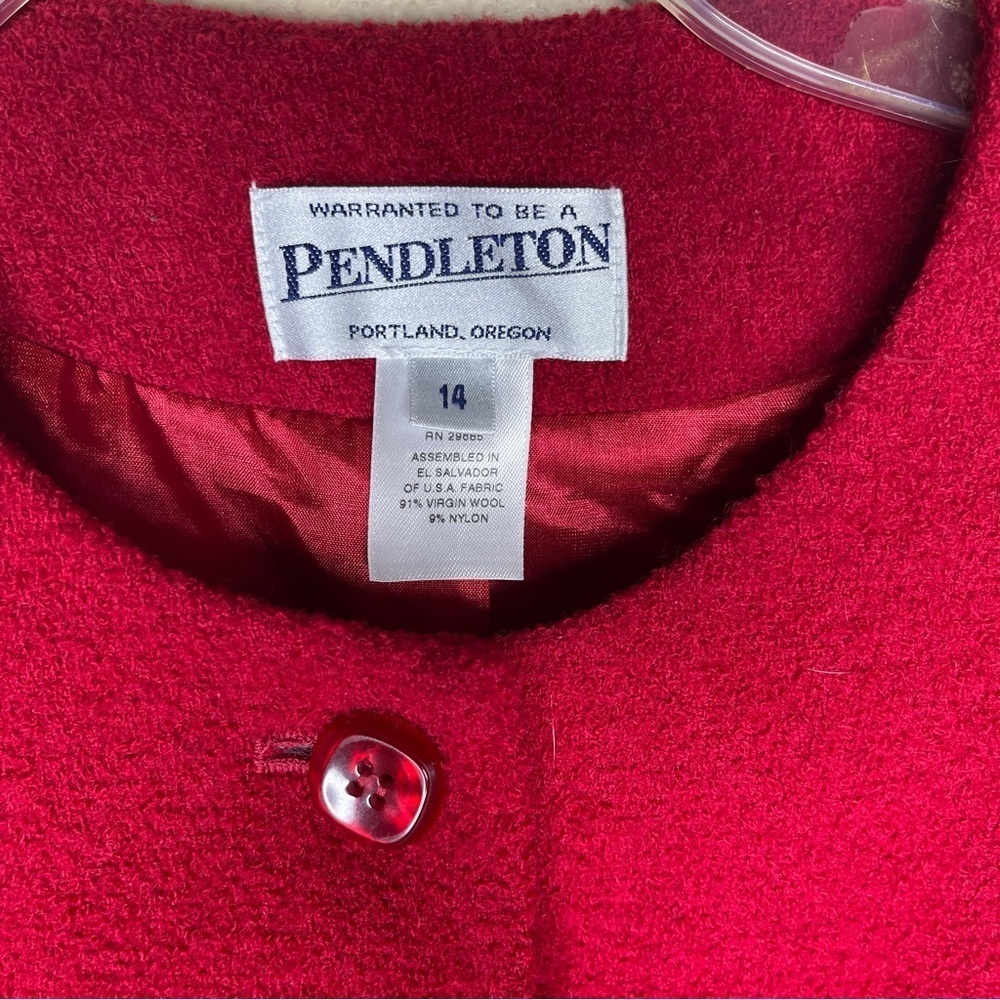 Pendleton Vintage Red Virgin Wool Collarless Prof… - image 3